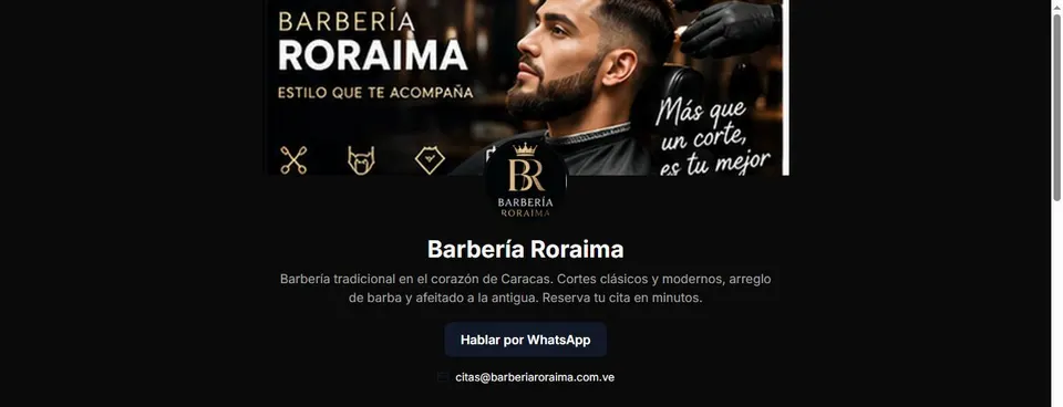 Página pública de la Barbería Roraima en Kamarata