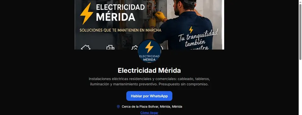 Página pública de Electricidad Mérida en Kamarata